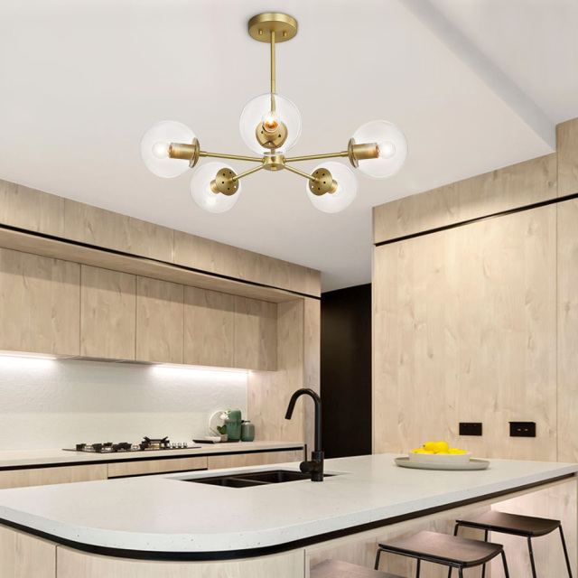 Mid-century Modern 5-Light Sputnik Chandelier for Restaurant/Living Room/Kitchen