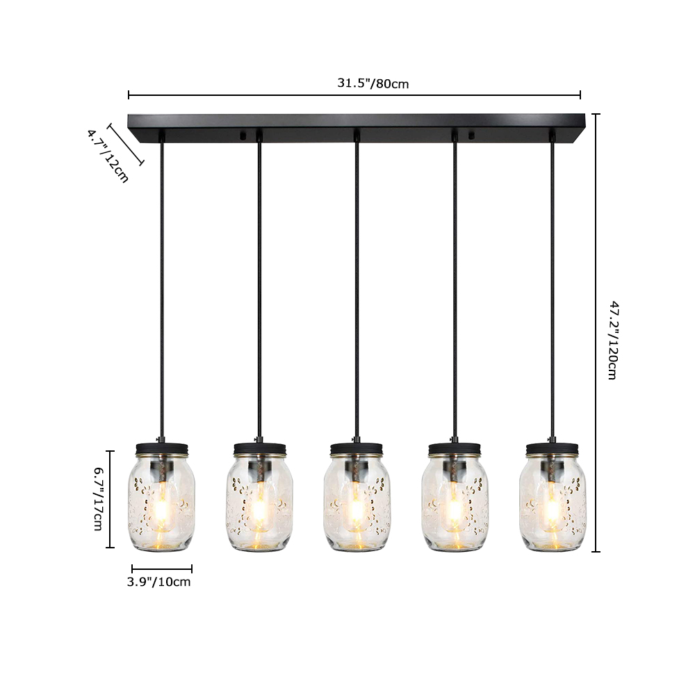 Modern Farmhouse 5/7 Lights Mason Jar Pendant Light for Dining Room Kitchen