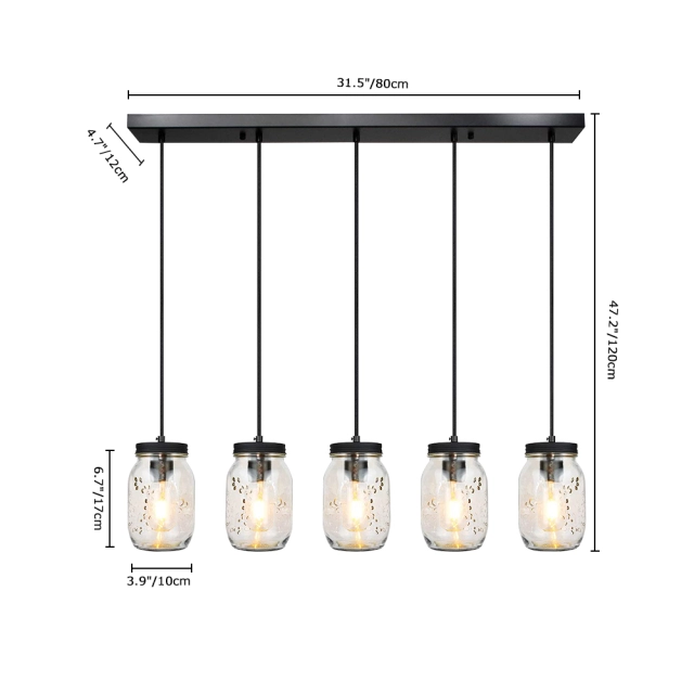 Modern Farmhouse 5/7 Lights  Mason Jar Pendant Light for  Dining Room Kitchen