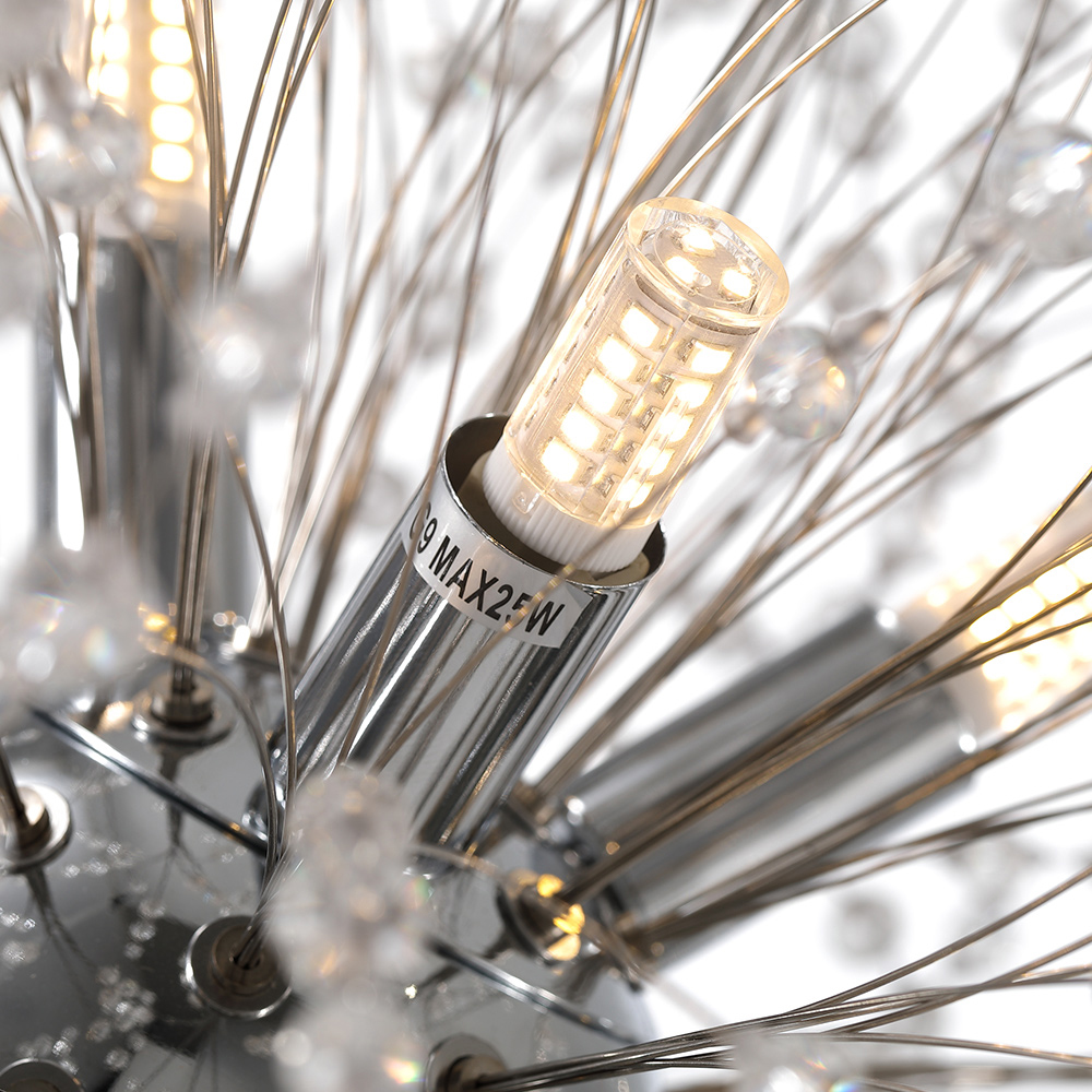 Contemporary 16 Light Modern Crystal Sputnik Firework Chandelier Pendant Lighting for Restaurant/ Bedroom