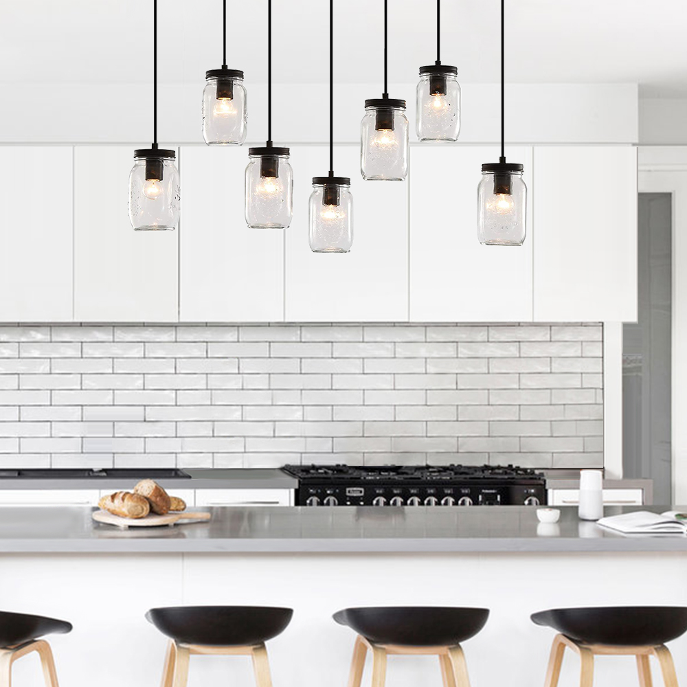 Modern Farmhouse 5/7 Lights Mason Jar Pendant Light for Dining Room Kitchen