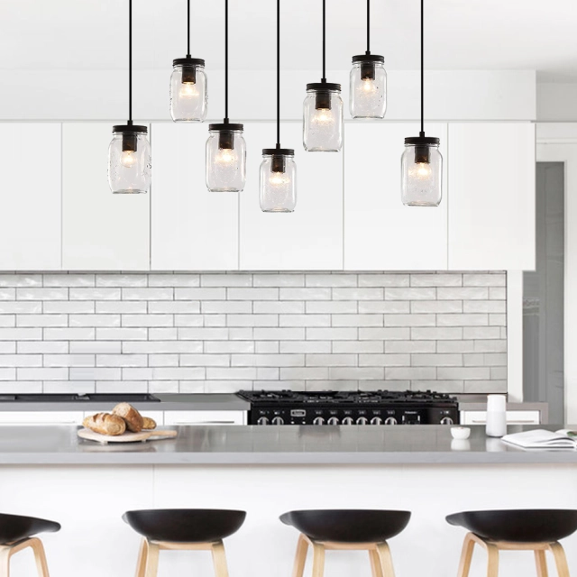 Modern Farmhouse 5/7 Lights  Mason Jar Pendant Light for  Dining Room Kitchen