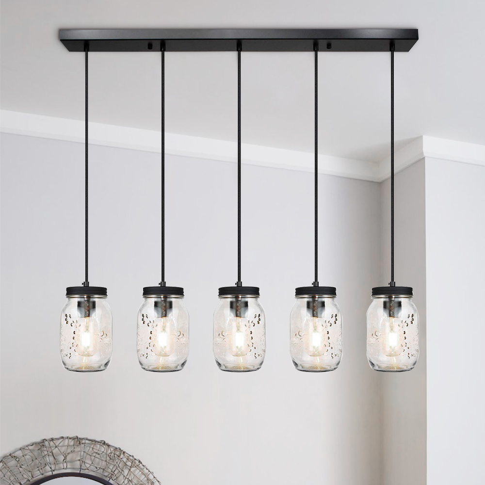Modern Farmhouse 5/7 Lights Mason Jar Pendant Light for Dining Room Kitchen
