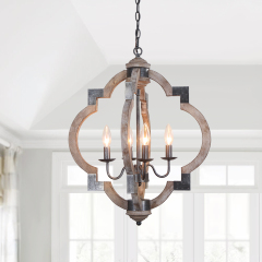 Modern Rustic Four Lights Orb Geometric Chandelier for Living Room/Dining Room