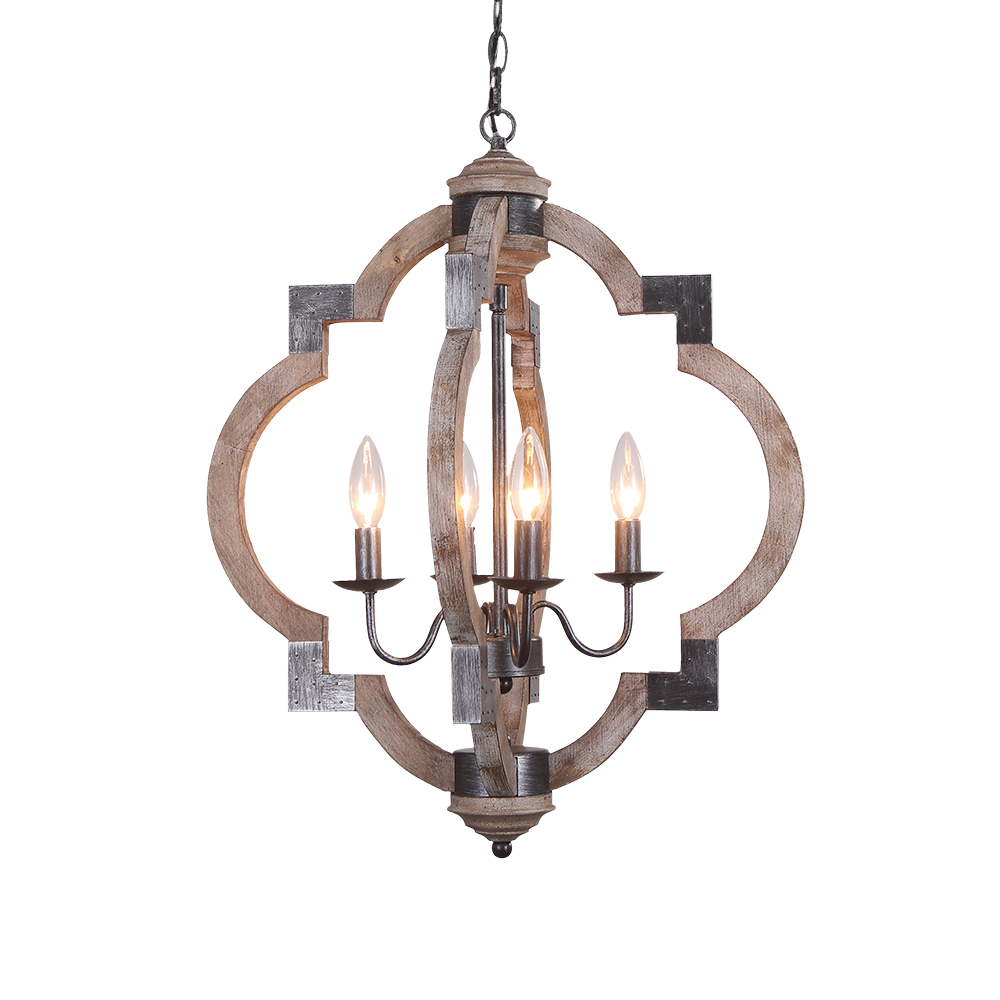 Modern Rustic Four Lights Orb Geometric Chandelier for Living Room/Dining Room