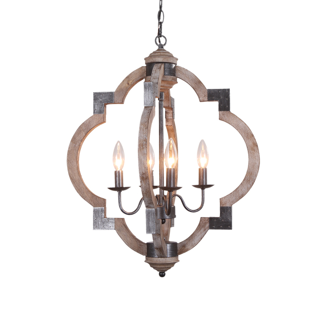 Modern Rustic Four Lights Orb Geometric Chandelier for Living Room/Dining Room