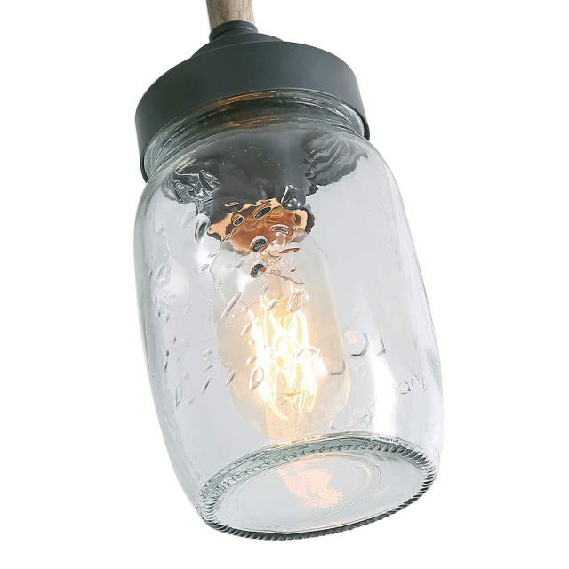 Modern Minimalist 1 Light Single-light Mason Jar Pendant lighting for Kitchen,  Entryway, or Bathroom