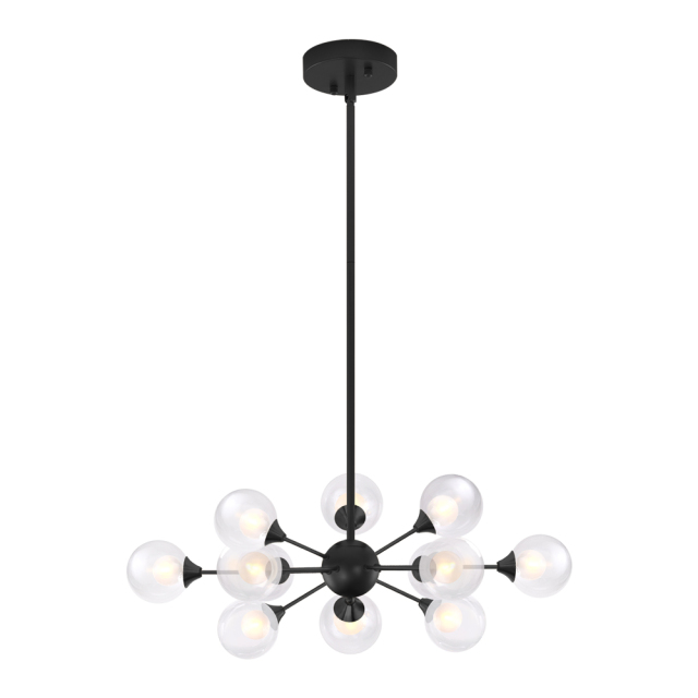 Mid-century Modern 12 light Sputnik Chandelier Contemporary Pendant Light in Black  for Living Room/Bedroom/Restaurant