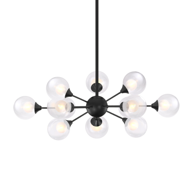 Mid-century Modern 12 light Sputnik Chandelier Contemporary Pendant Light in Black  for Living Room/Bedroom/Restaurant