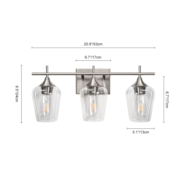 Contemporary Modern Home Style 3-Light Wall Lamp Bathroom Vanity Lights for Bathroom/ Entryway/Living Room