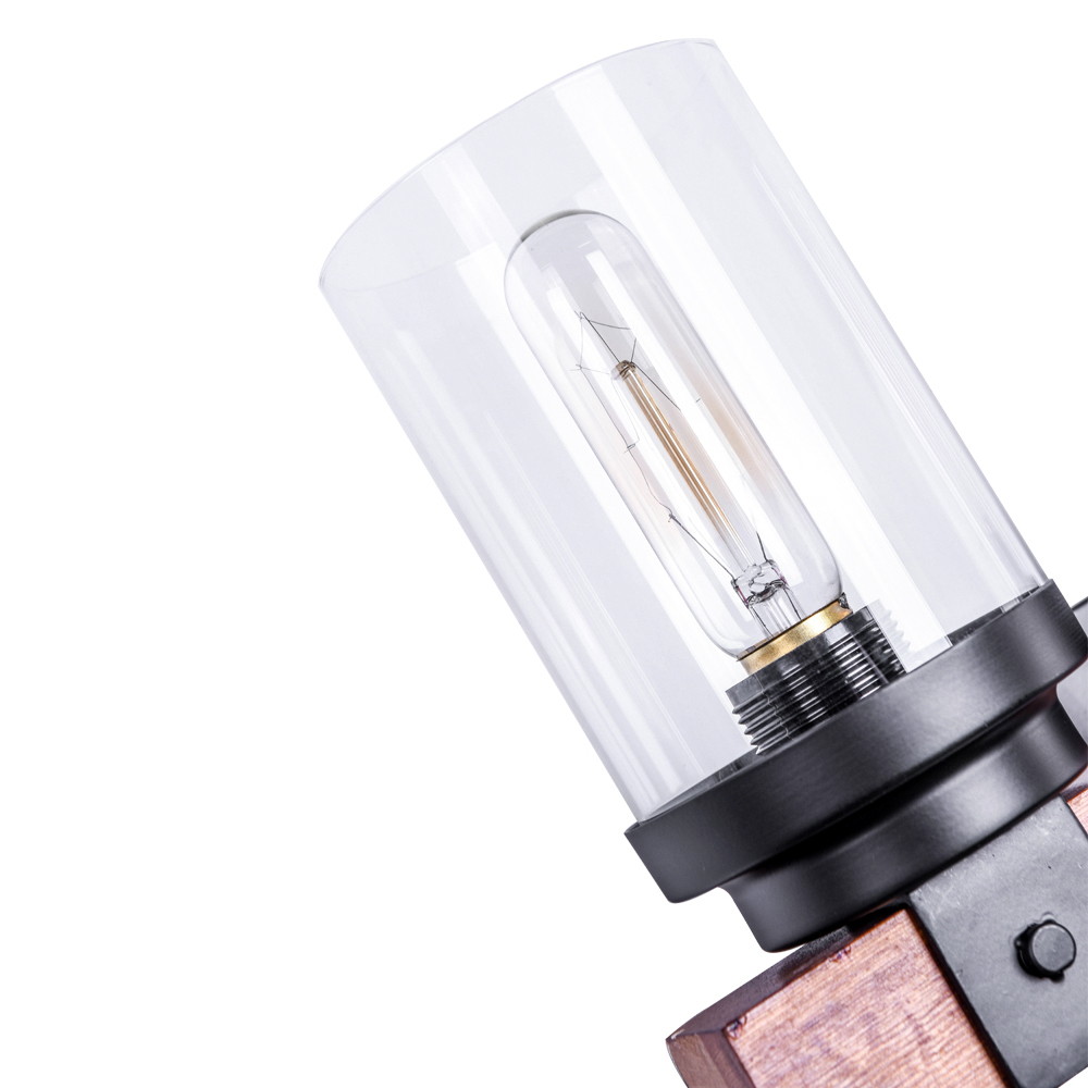 3 Light Modern Farmhouse Bathroom Vanity Light Wall Sconce Rustic Wooden Exterior Lighting With Bubble Glass Shades for Outdoor / Bathroom / Restauran