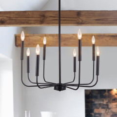 Modern Rustic 8 Lights Candle Style Empire Chandelier for Living Room Dining Room