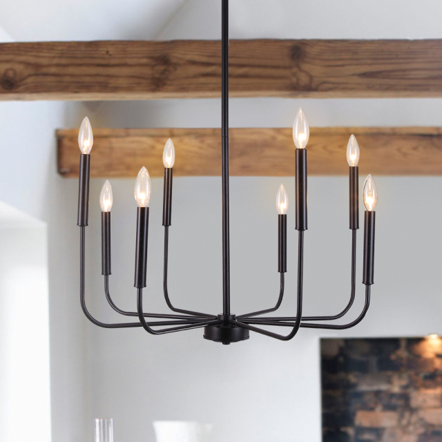 Modern Rustic 8 Lights Candle Style Empire Chandelier for Living Room Dining Room