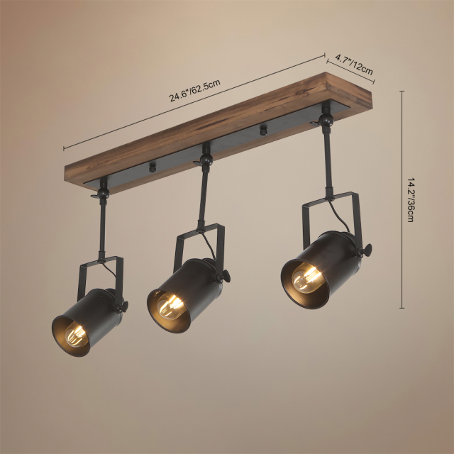 Industrial Rustic Black Track Light Vintage Farmhouse Lighting for Kitchen/Dressing room