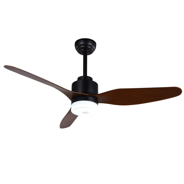Dimmable Mid-Century Farmhouse Rustic Ceiling Fan with Lights in Matt Black