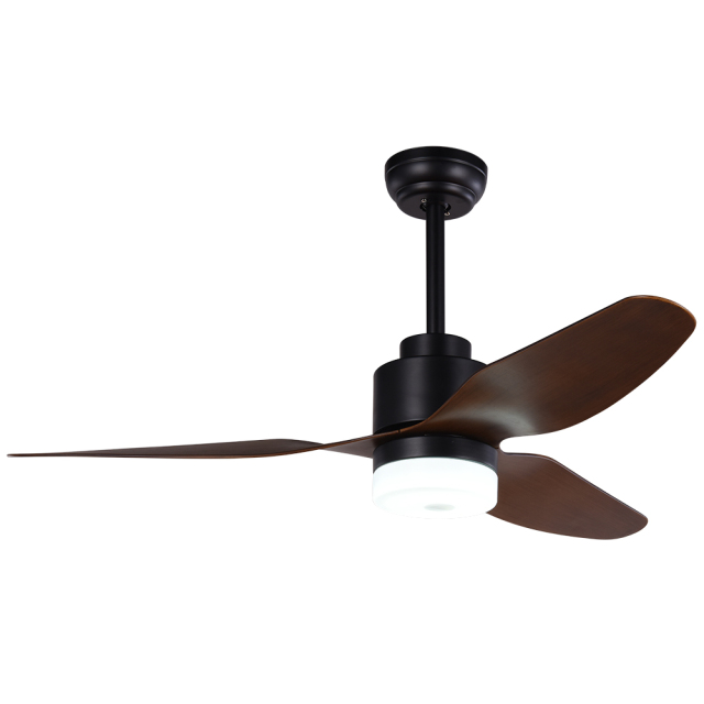 Dimmable Mid-Century Farmhouse Rustic Ceiling Fan with Lights in Matt Black