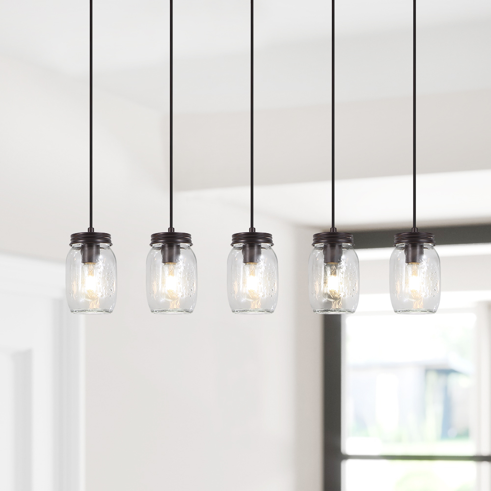 Modern Farmhouse 5/7 Lights Mason Jar Pendant Light for Dining Room Kitchen