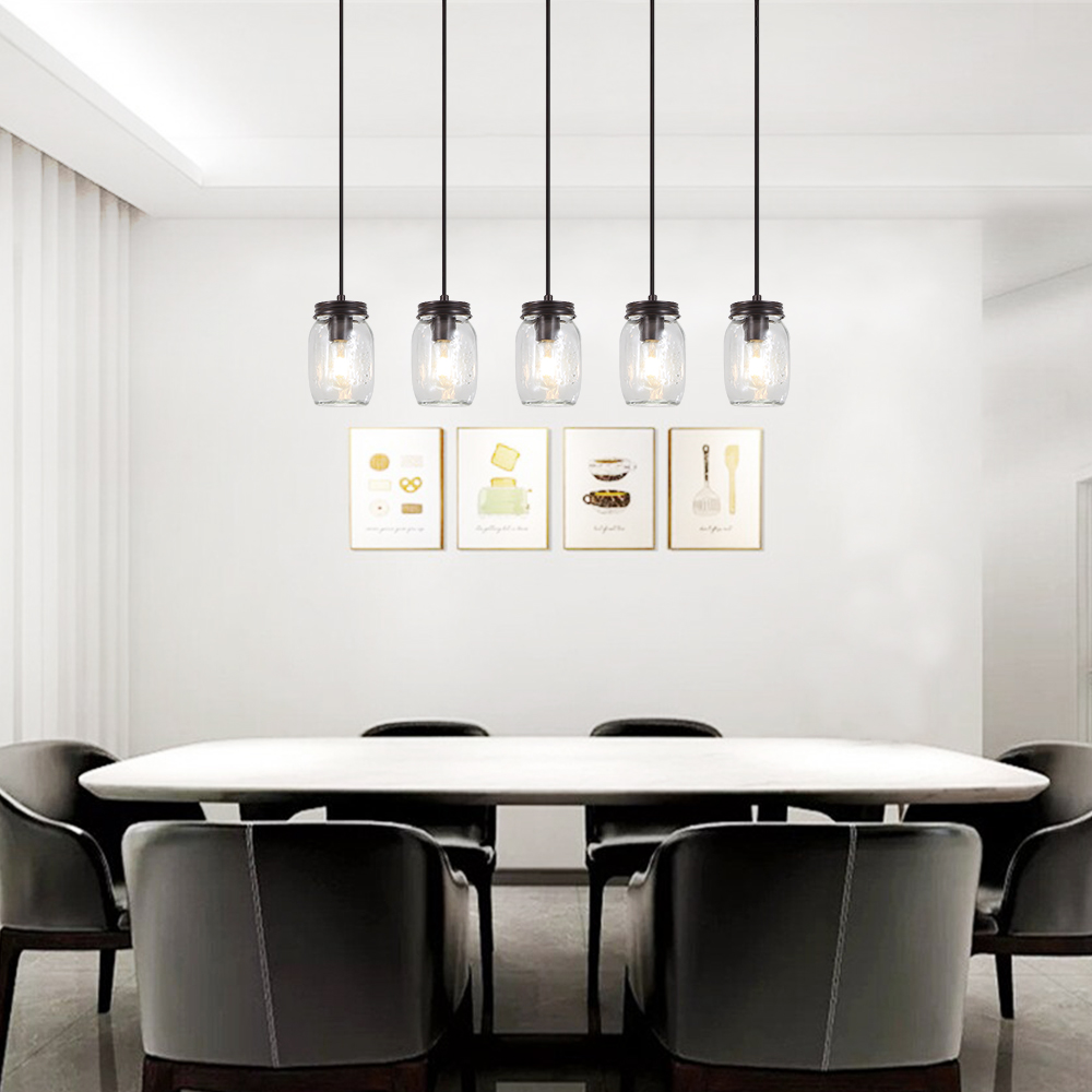 Modern Farmhouse 5/7 Lights Mason Jar Pendant Light for Dining Room Kitchen
