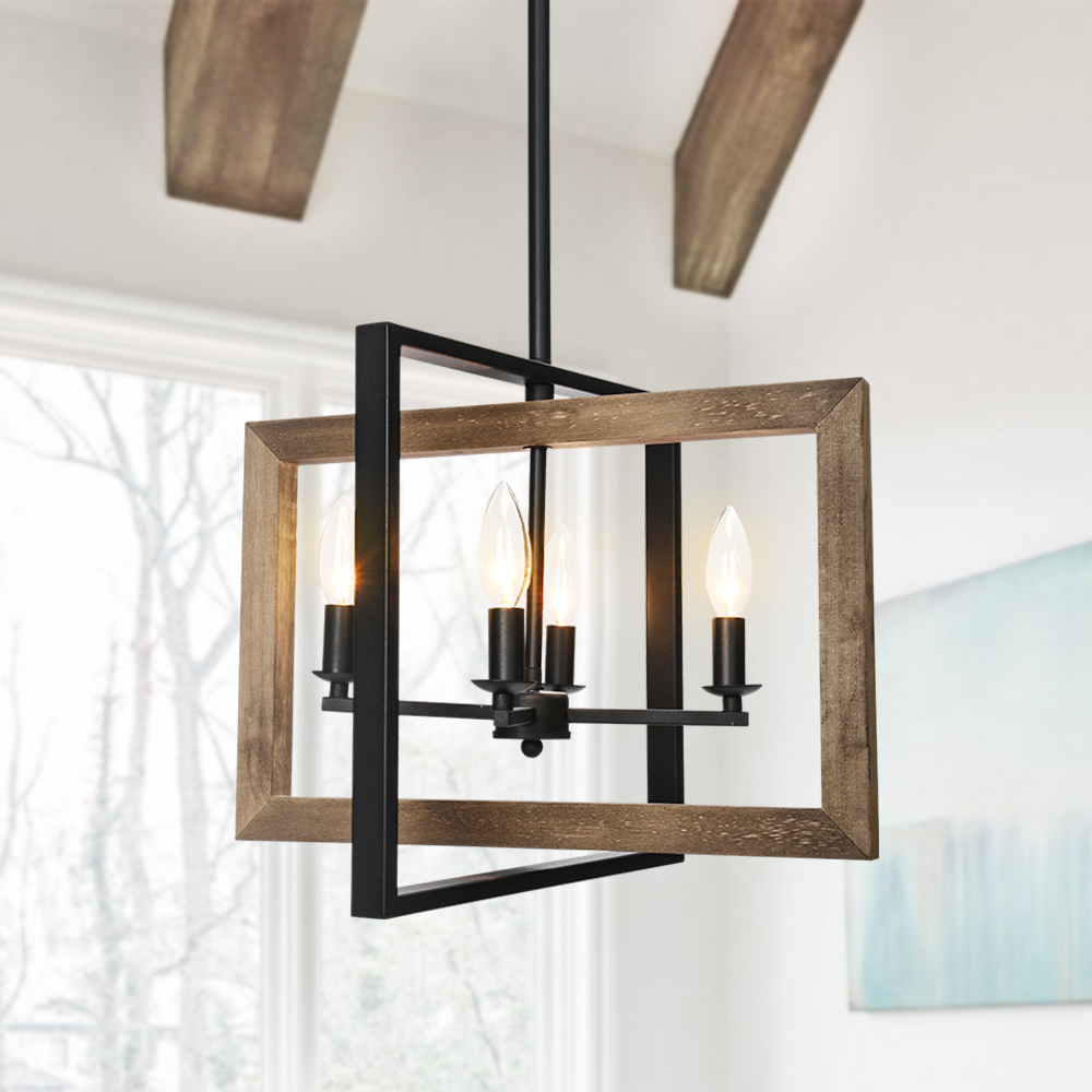 Modern farmhouse pendant 4-Lights Chandelier for Dining Room Living Room/Kitchen