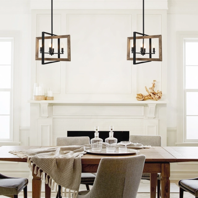 Modern farmhouse pendant 4-Lights Chandelier for Dining Room Living Room/Kitchen