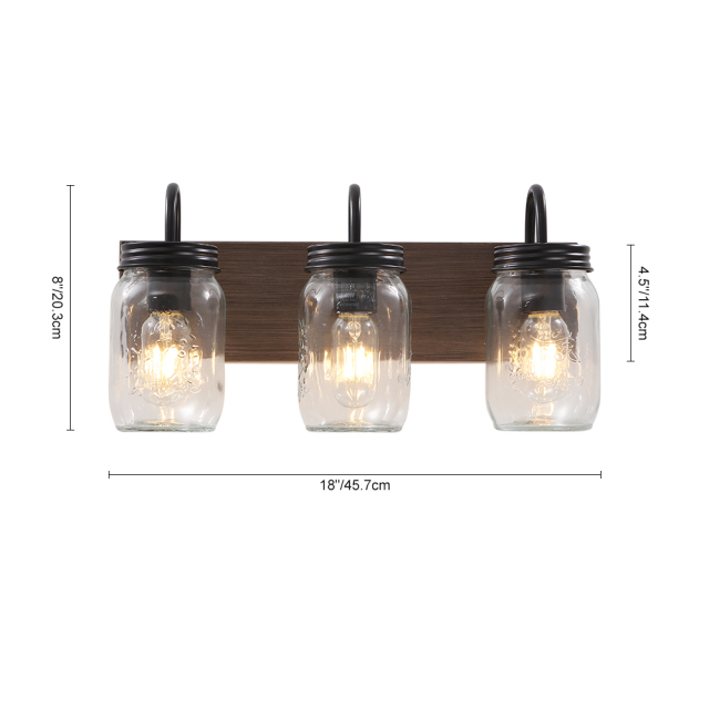 Mason Jar Bathroom Vanity Light Rustic Modern Farmhouse Wall Lights