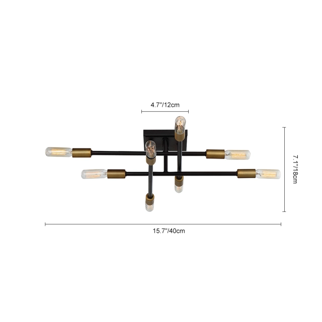 8-Light Sputnik Ceiling Lights Mid-century Modern Semi-Flush Mount