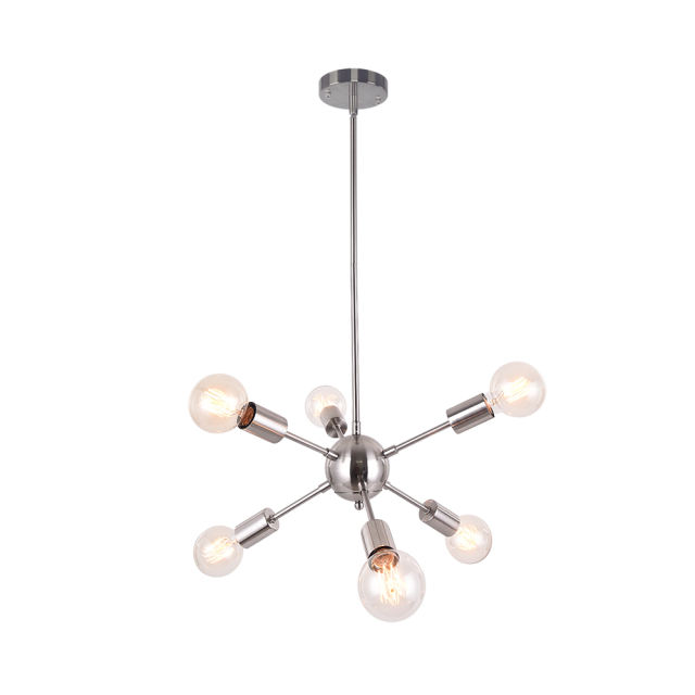 6-Light Sputnik Chandelier Modern Mid-Century Pendant Lighting for Kitchen/Dining Room/Living Room