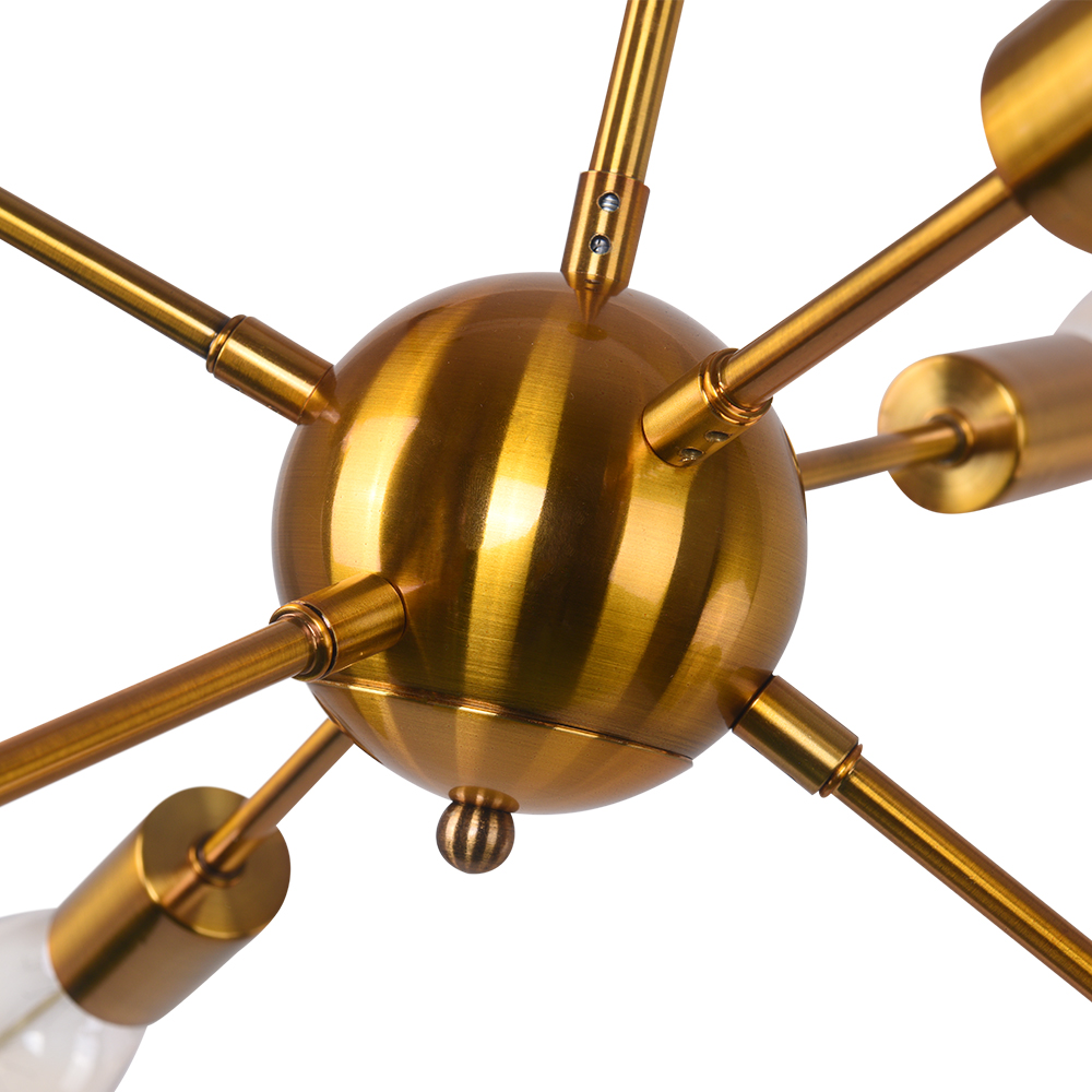 6-Light Sputnik Chandelier Modern Mid-Century Pendant Lighting for Kitchen/Dining Room/Living Room