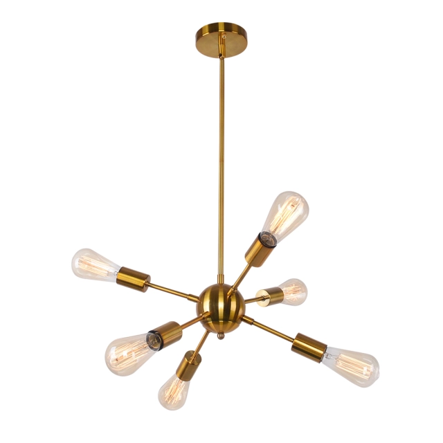 6-Light Sputnik Chandelier Modern Mid-Century Pendant Lighting for Kitchen/Dining Room/Living Room