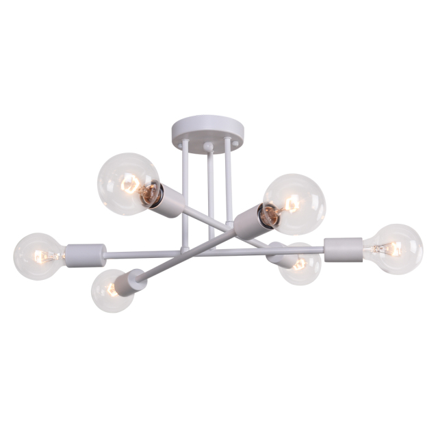 6-Light Modern Mid-century Sputnik Sphere Semi Flush Chandelier for Kitchen/ Living Room/ Dining Table