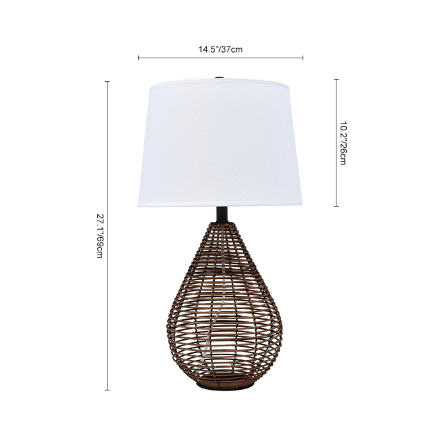 Rattan Handwoven 1-Light Table Lamp Modern farmhouse Mid-century Table Lighting with Drum Shade