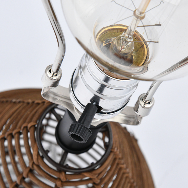 Rattan Handwoven 1-Light Table Lamp Modern farmhouse Mid-century Table Lighting with Drum Shade