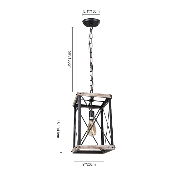 Modern Farmhouse Single Rectangle Lantern Pendant Light for Kitchen and Dining Room