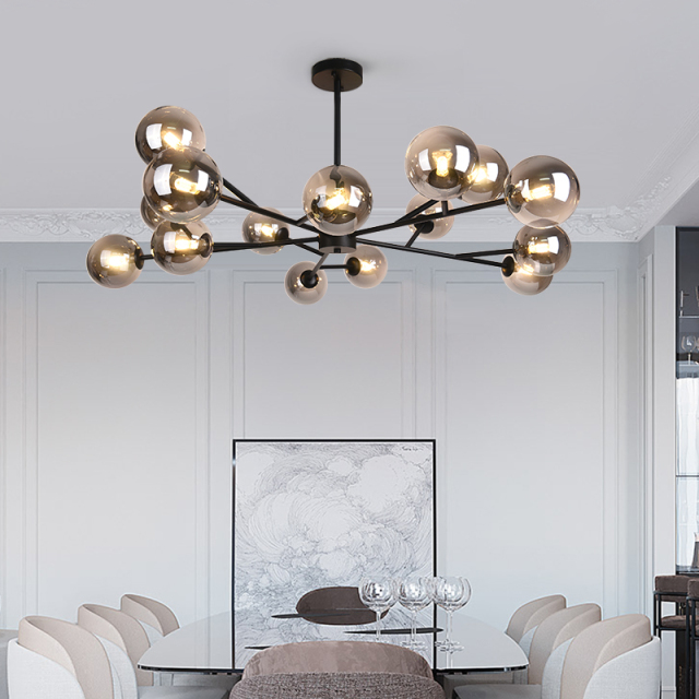 Contemporary Modern 15-Light Branching Modo Globe Bubble Chandelier for Living Room Dining Room
