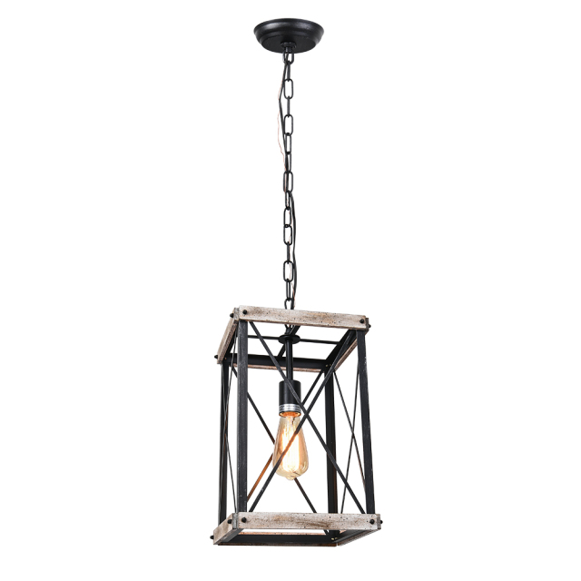 Modern Farmhouse Single Rectangle Lantern Pendant Light for Kitchen and Dining Room