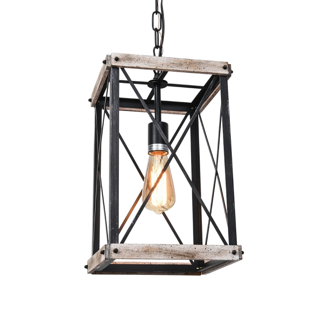 Modern Farmhouse Single Rectangle Lantern Pendant Light for Kitchen and Dining Room