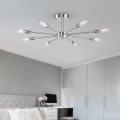 8 Light Modern Minimalist Sputnik Sphere Semi-Flush Mount Ceiling Lights for Kitchen/ Bedroom in Nickel/ Black /Living Room