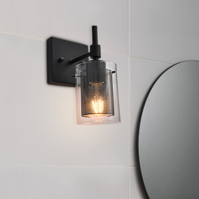 Dimmable Modern Wall Sconce Decorative Armed Bathroom Vanity Light in Black/Nickel Finish for Bedroom/ Living Room