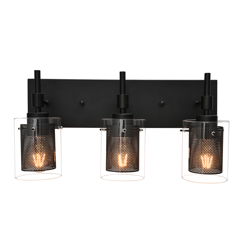 3 light Modern Mid-century Vanity Lights Fixtures Brushed Nickel or Black Wall Sconce for Mirror/ Bathroom/Hallway