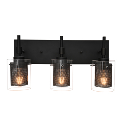 3 light Modern Mid-century Vanity Lights Fixtures Brushed Nickel or Black Wall Sconce for Mirror/ Bathroom/Hallway