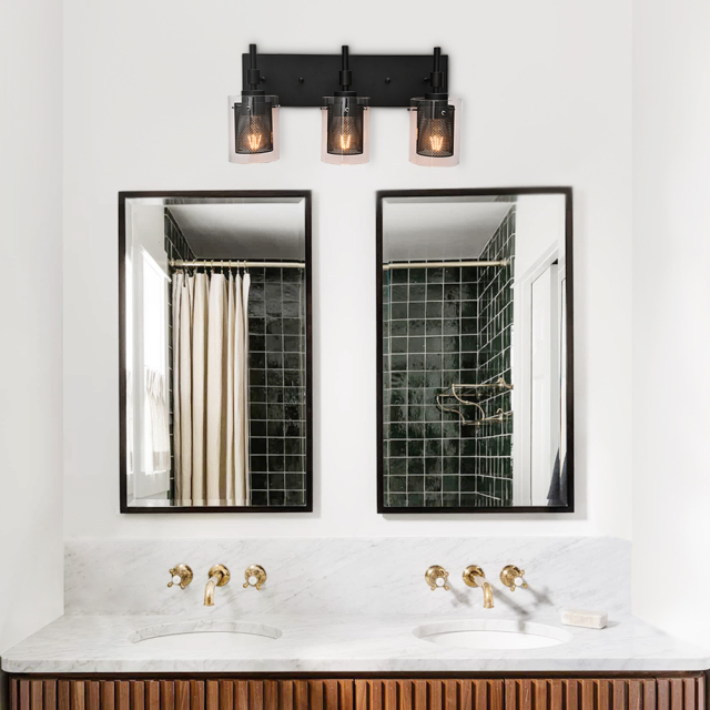 3 light Modern Mid-century Vanity Lights Fixtures Brushed Nickel or Black Wall Sconce for Mirror/ Bathroom/Hallway