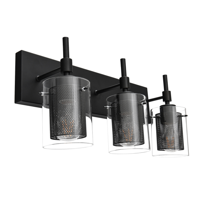 3 light Modern Mid-century Vanity Lights Fixtures Brushed Nickel or Black Wall Sconce for Mirror/ Bathroom/Hallway