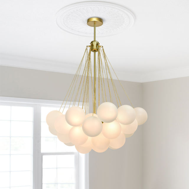 Modern Chic Hanging Frosted Soap Bubble Glass Chandelier Pendant Light for Living Room/ Dining Room/ Kitchen/ Bedroom