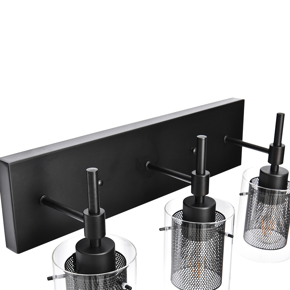 3 light Modern Mid-century Vanity Lights Fixtures Brushed Nickel or Black Wall Sconce for Mirror/ Bathroom/Hallway