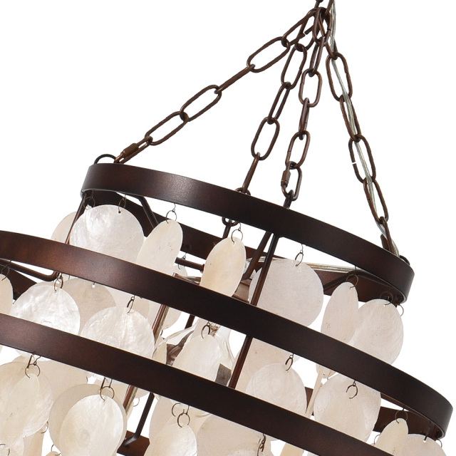 Modern Three-tiered Decorative Shell Chandelier Natural Vintage Seashell Pendant Lighting