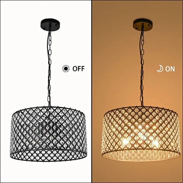 Modern Mid-Century 3 Lights Drum Pendant Lighting for Living Room Bedroom