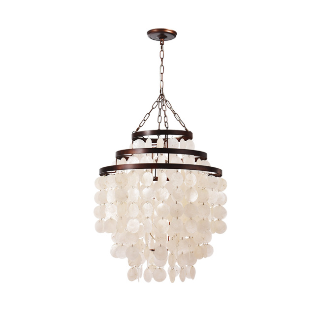 Modern Three-tiered Decorative Shell Chandelier Natural Vintage Seashell Pendant Lighting