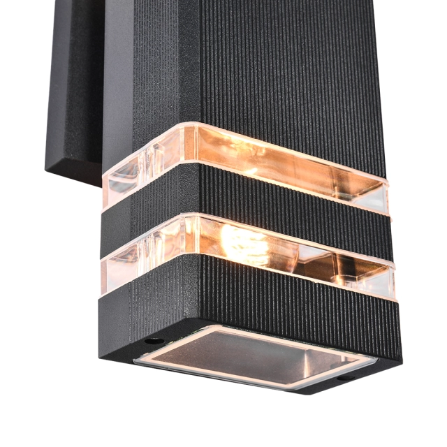 2-Light Modern Indoor Outdoor Wall Sconce Porch Light Up/Down Light in Matte Black