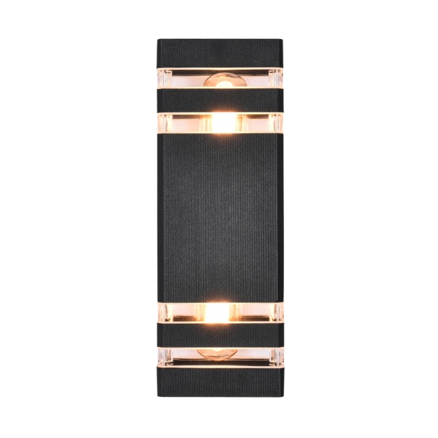 2-Light Modern Indoor Outdoor Wall Sconce Porch Light Up/Down Light in Matte Black