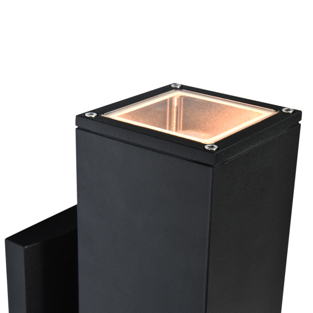 Modern 2-Light Outdoor Indoor Armed Wall Sconce Contemporary Porch Light in Black Finish